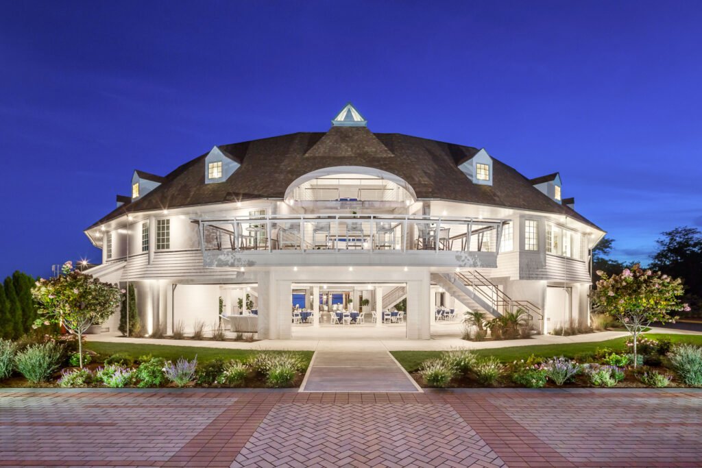 Exterior shot of Tokeneke Club at night