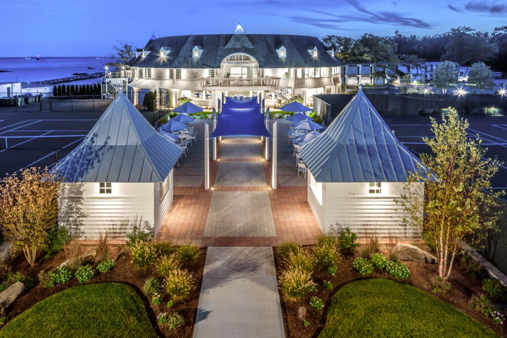 Exterior shot of Tokeneke Club at night