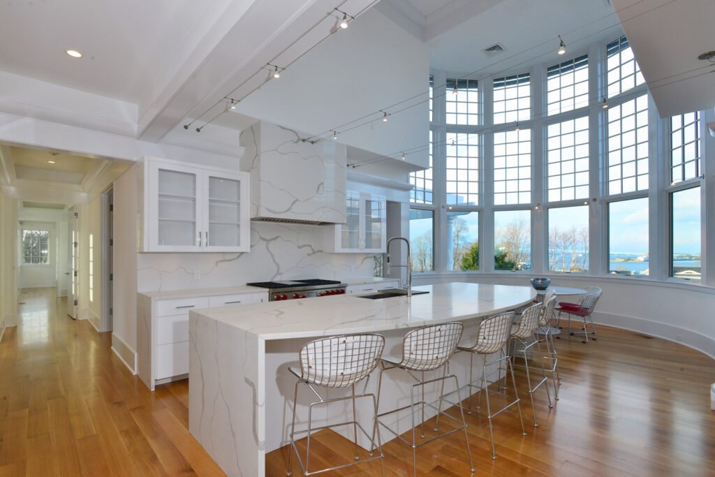 Interior kitchen of Newport Rhode Island waterfront home