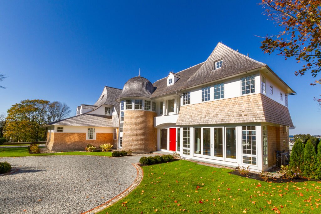 Exterior view of Newport Rhode Island waterfront home