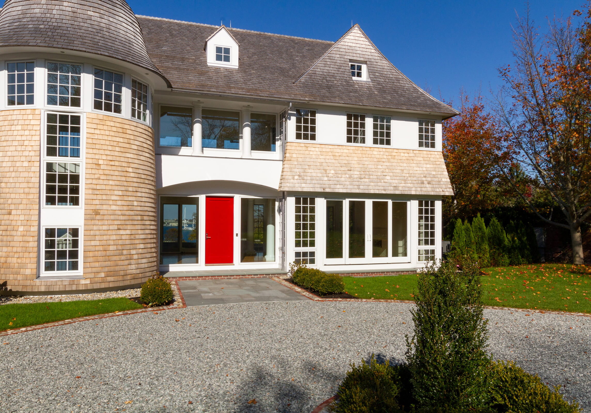 Exterior view of Newport Rhode Island waterfront home